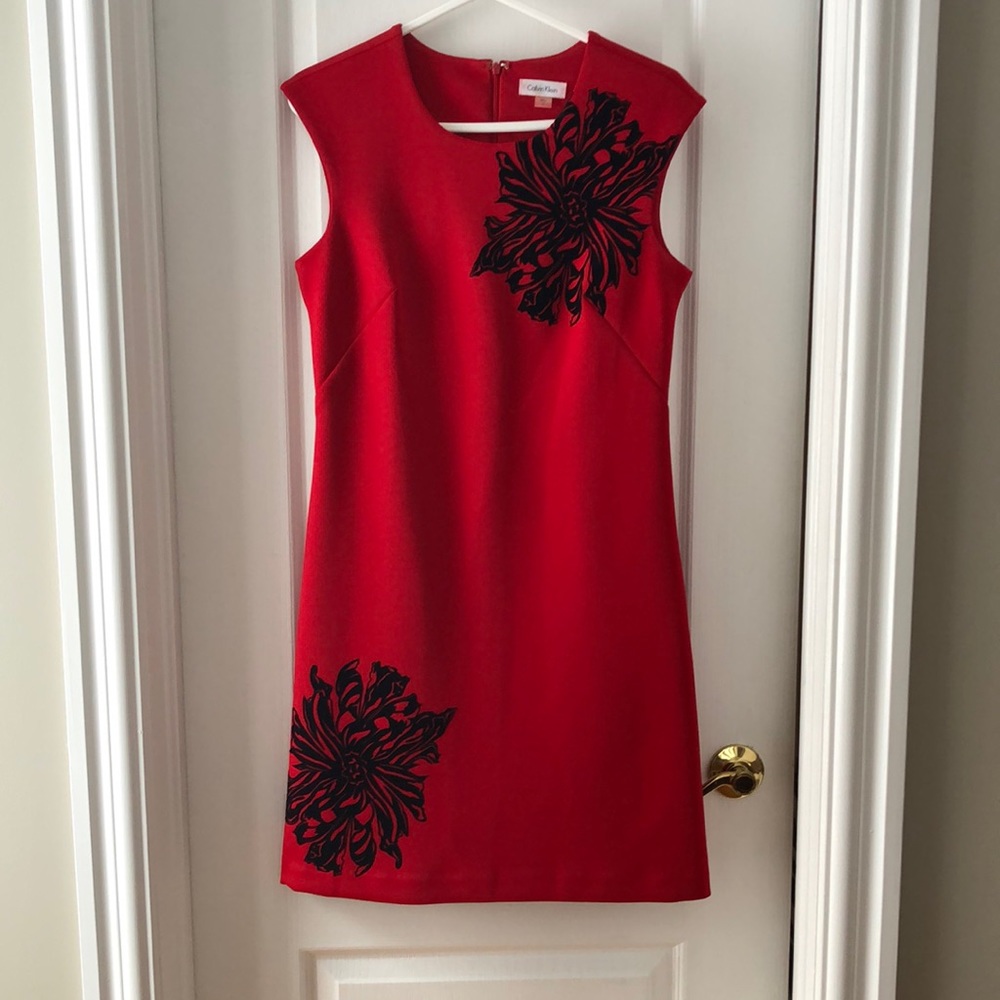 Calvin Klein Sz 6 Red & Black Dress